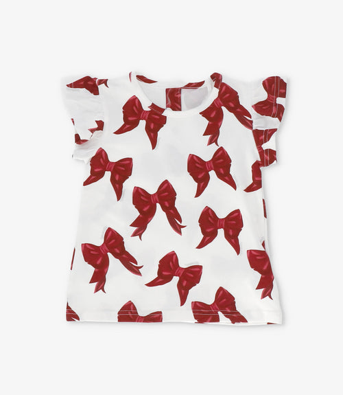 Polera niña con lazos y vuelos 2 años / Rojo