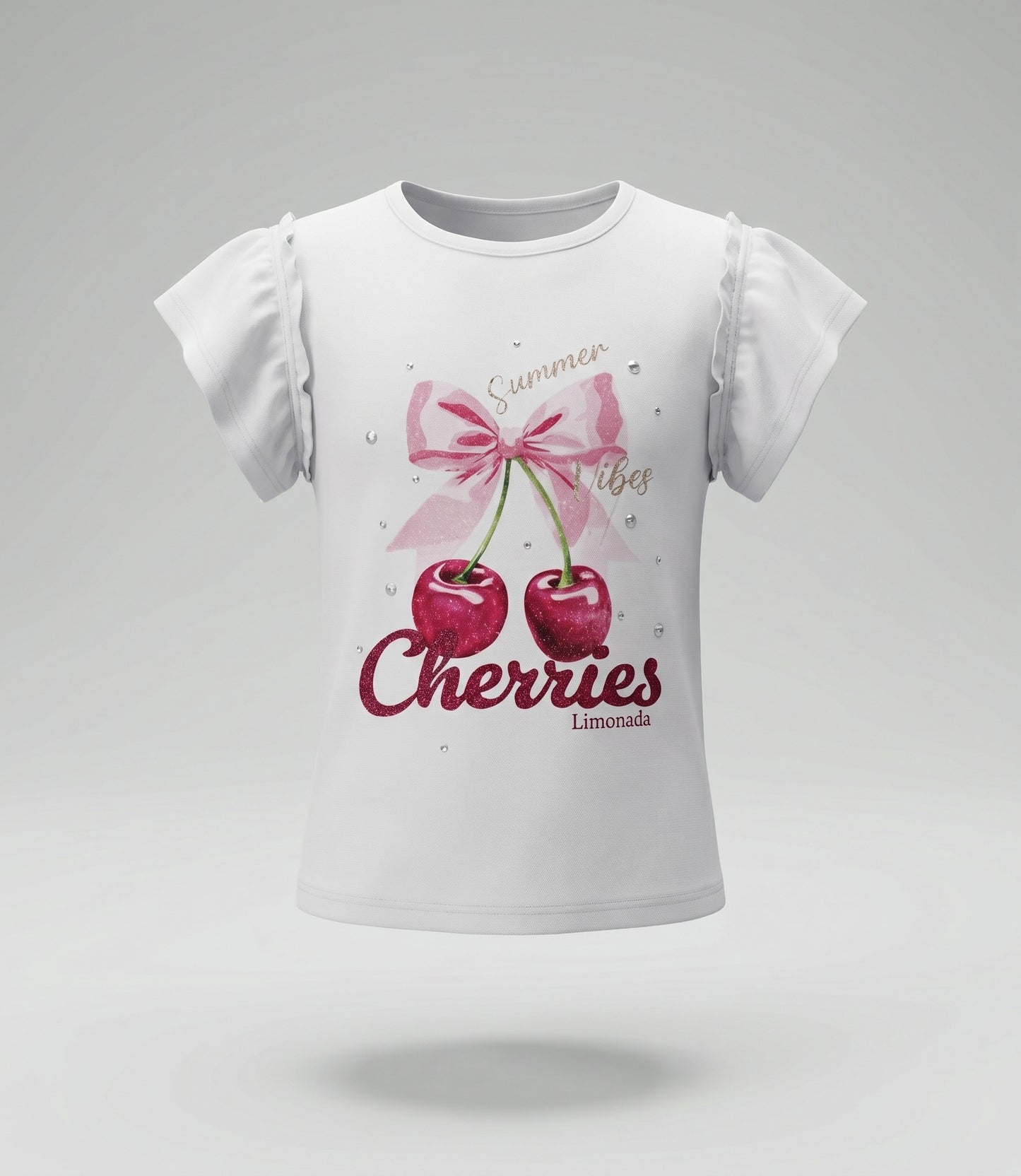 Polera niña con vuelos y cherry