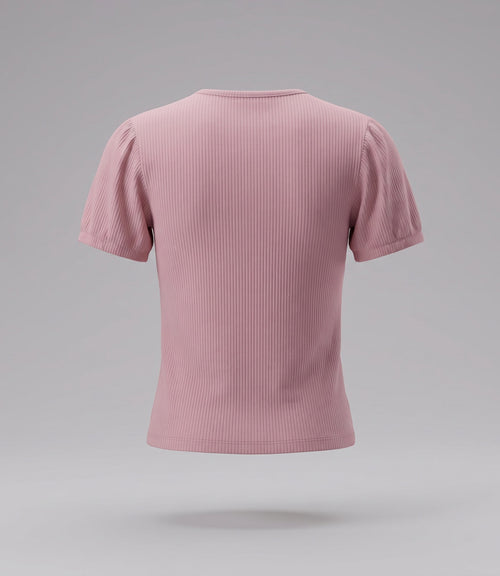 Polera niña acanalado con cherry 2 años / Rosado