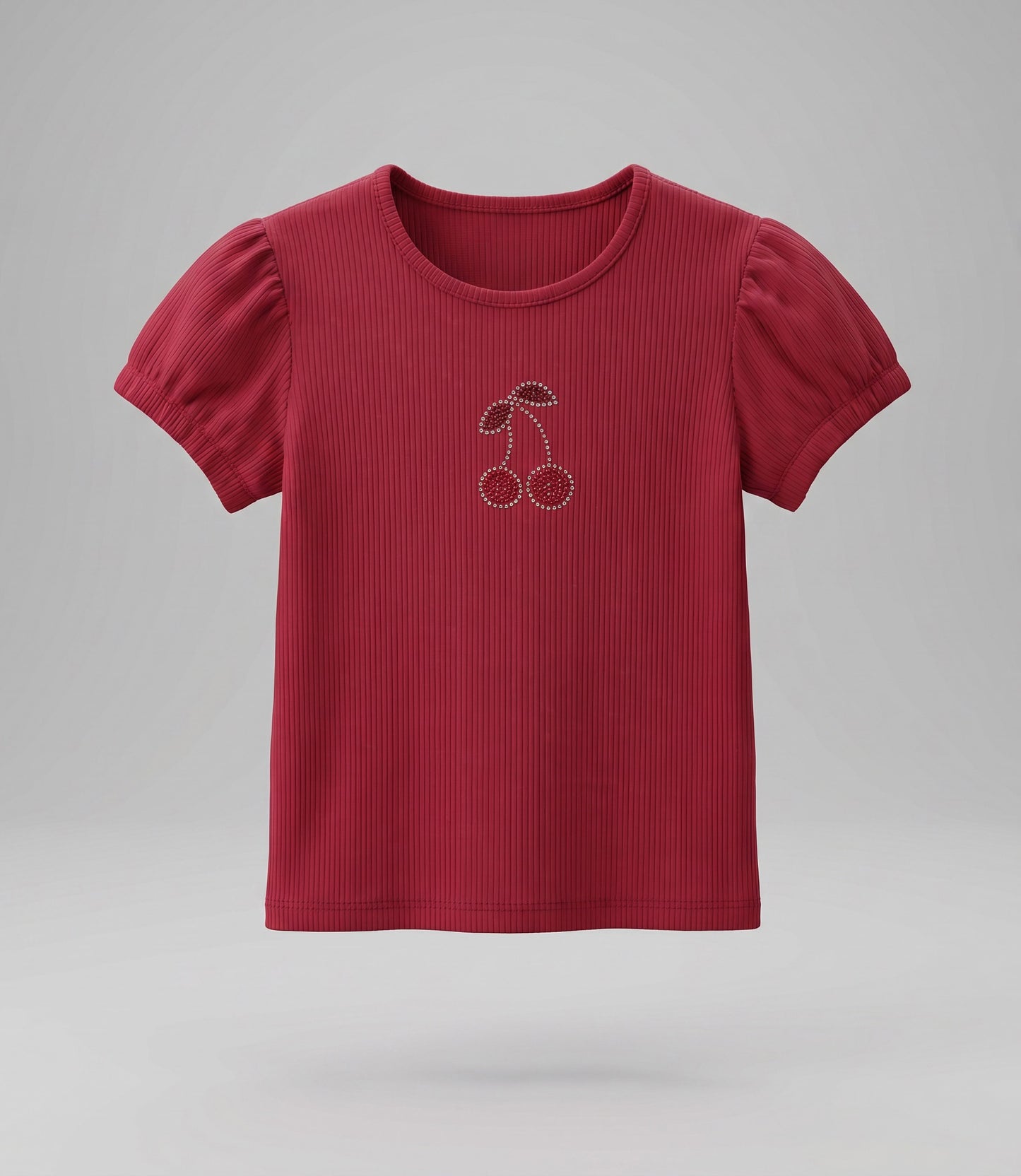 Polera niña acanalado con cherry 2 años / Frambuesa