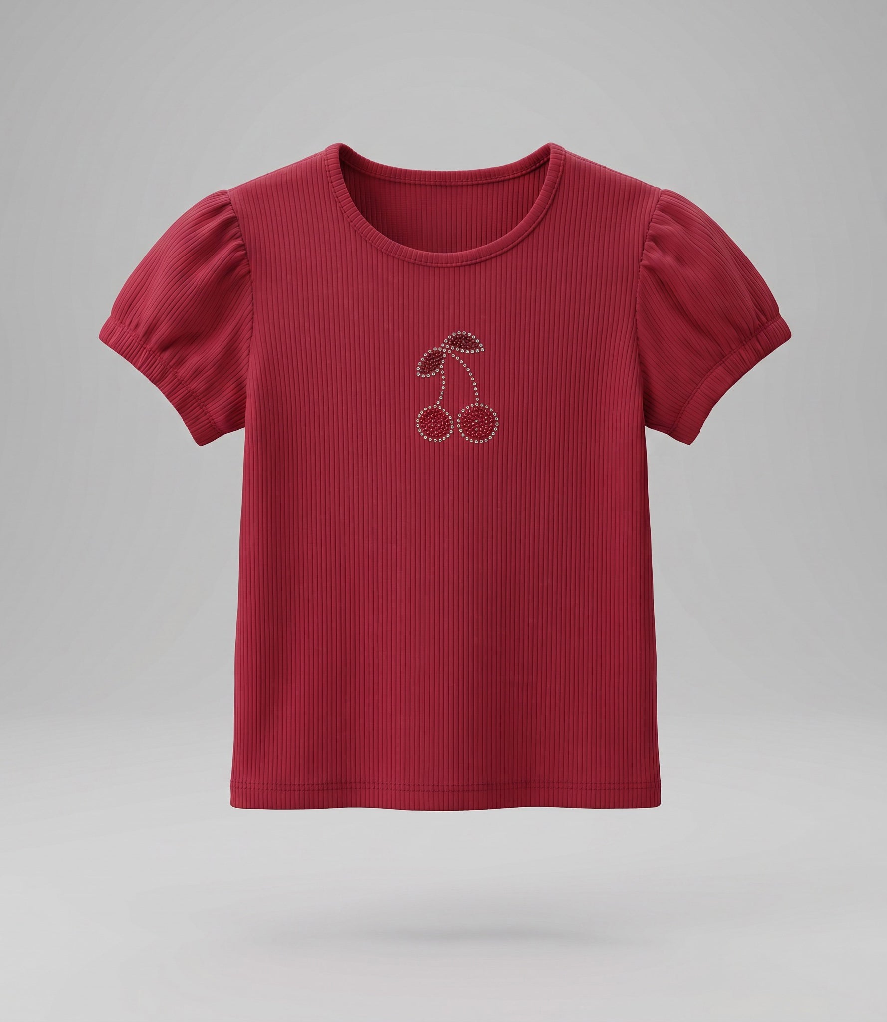 Polera niña acanalado con cherry 2 años / Frambuesa
