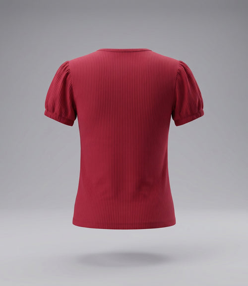 Polera niña acanalado con cherry 2 años / Frambuesa