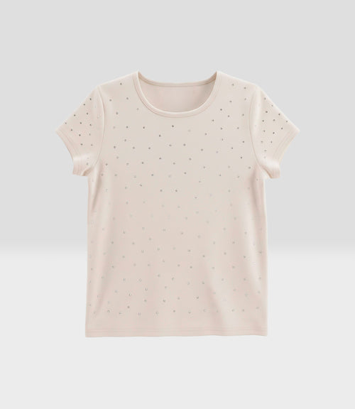 Polera niña crop con brillos 2 años / Crudo