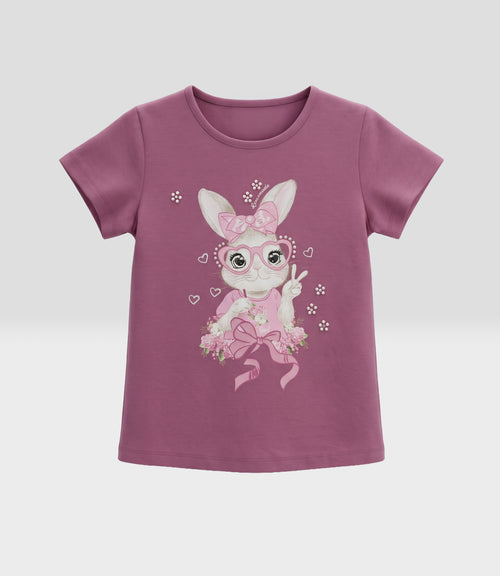 Polera niña con conejo 2 años / Burdeo