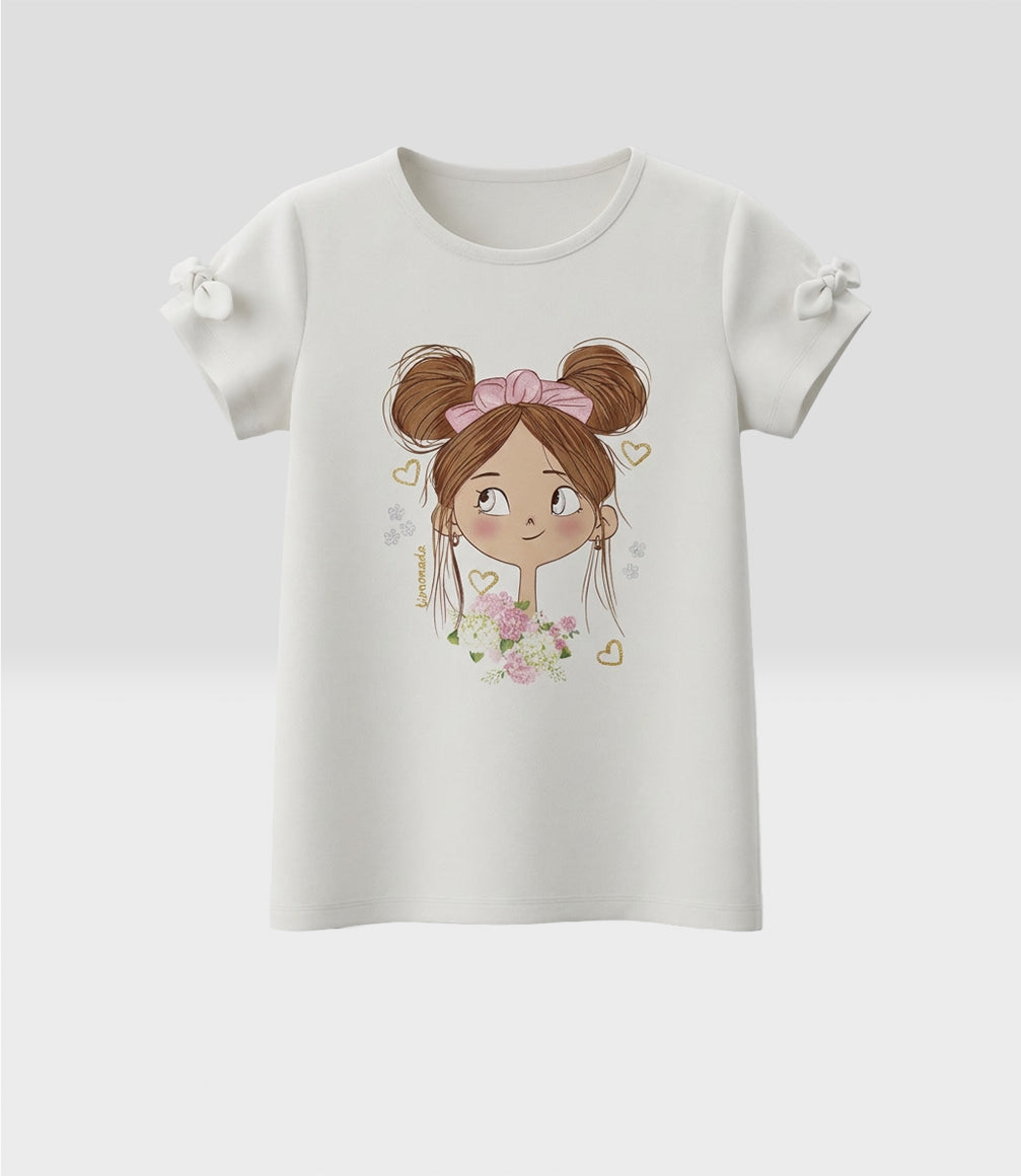 Polera niña con estampado 2 años / Crudo