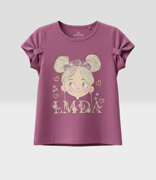 Polera niña con estampado 2 años / Burdeo