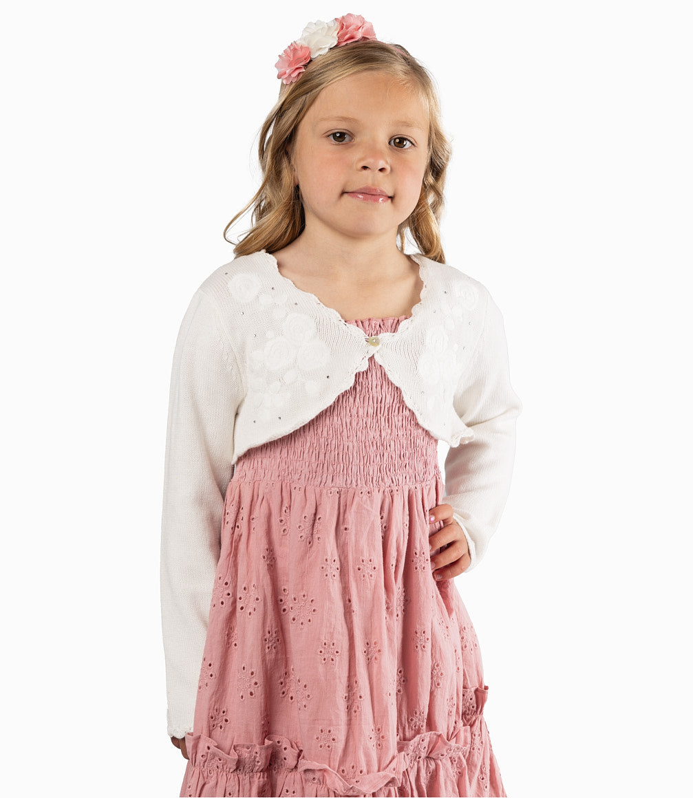 Chaleco Niña Con Flores 2 años / Blanco