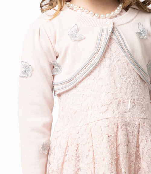 Chaleco Niña Con Mariposas 2 años / Palo Rosa