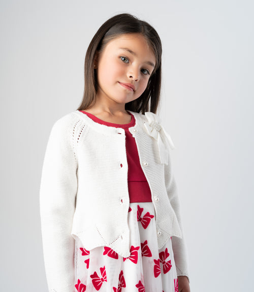 Chaleco niña tejido 2 años / Blanco