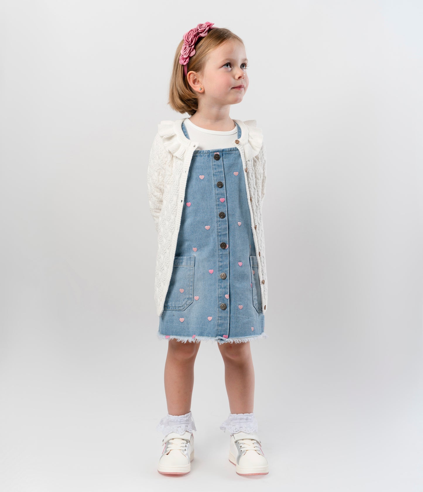 Chaleco niña con vuelos 2 años / Blanco