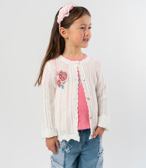 Chaleco niña con bordado 2 años / Blanco