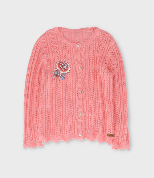 Chaleco niña con bordado 2 años / Coral