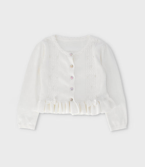 Chaleco niña con lazos y vuelos 2 años / Blanco