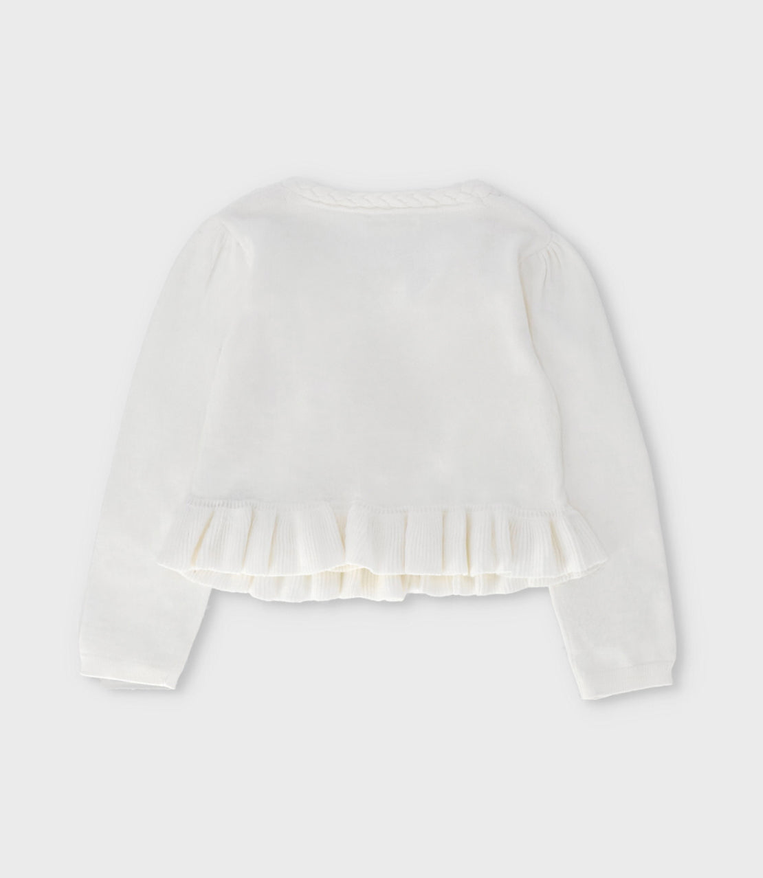 Chaleco niña con lazos y vuelos 2 años / Blanco