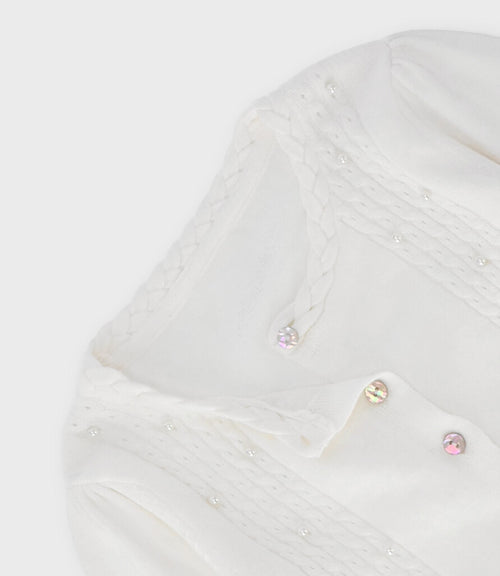 Chaleco niña con lazos y vuelos 2 años / Blanco