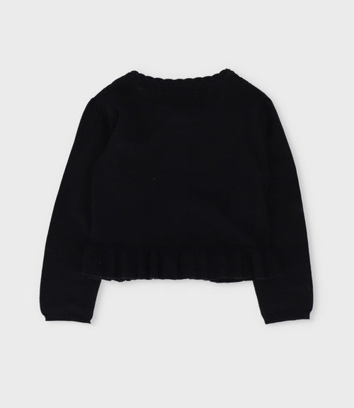 Chaleco niña con lazos y vuelos 2 años / Negro