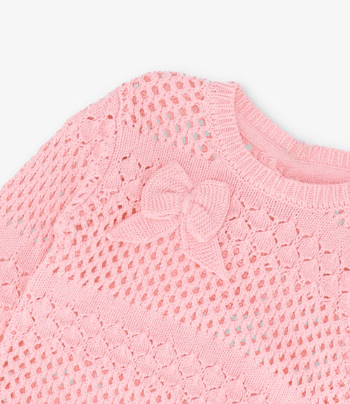 Chaleco niña calado 2 años / Rosado