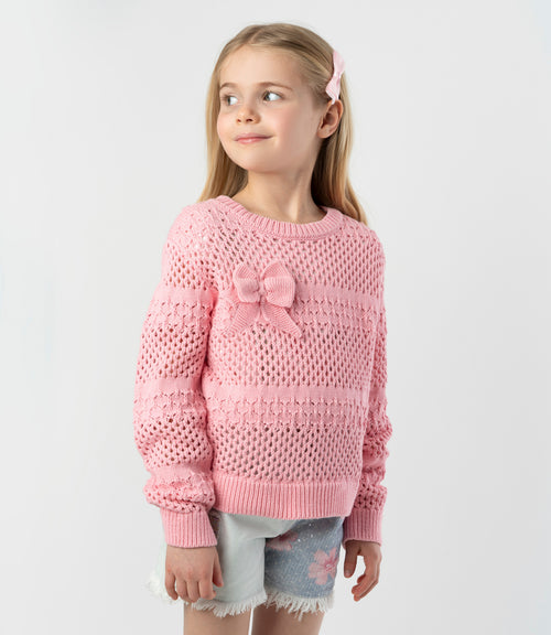 Chaleco niña calado 2 años / Rosado