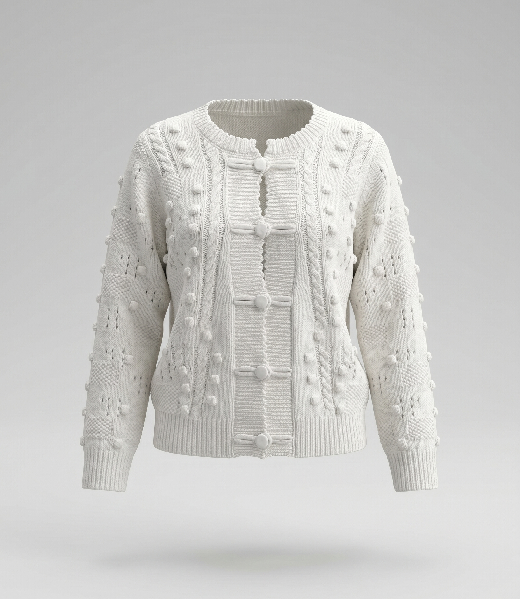 Chaleco niña cardigan con bordados 2 años / Crudo