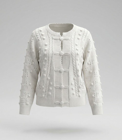 Chaleco niña cardigan con bordados 2 años / Crudo