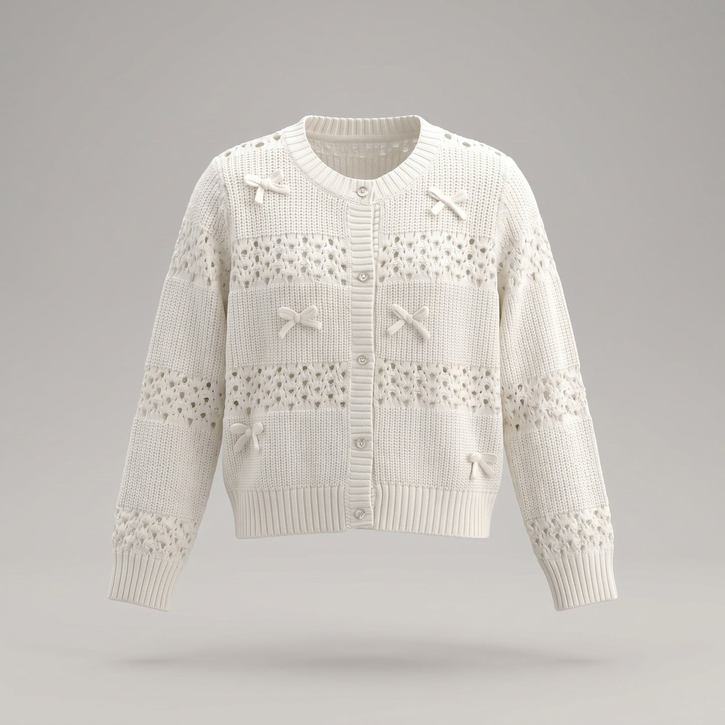Chaleco niña cardigan con lazos 2 años / Crudo