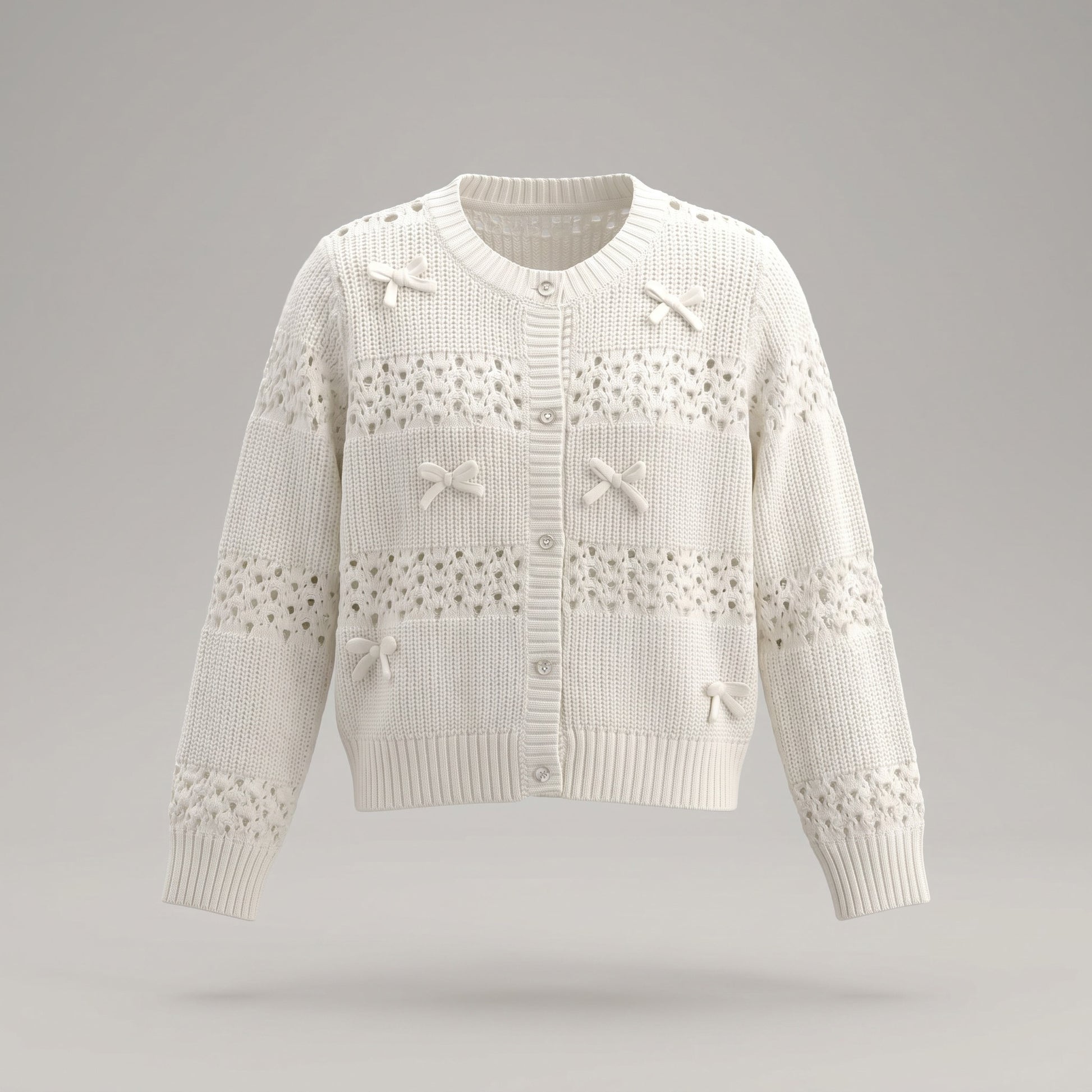 Chaleco niña cardigan con lazos 2 años / Crudo