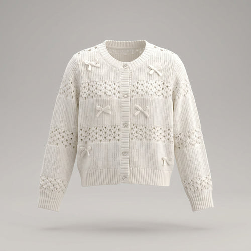 Chaleco niña cardigan con lazos 2 años / Crudo