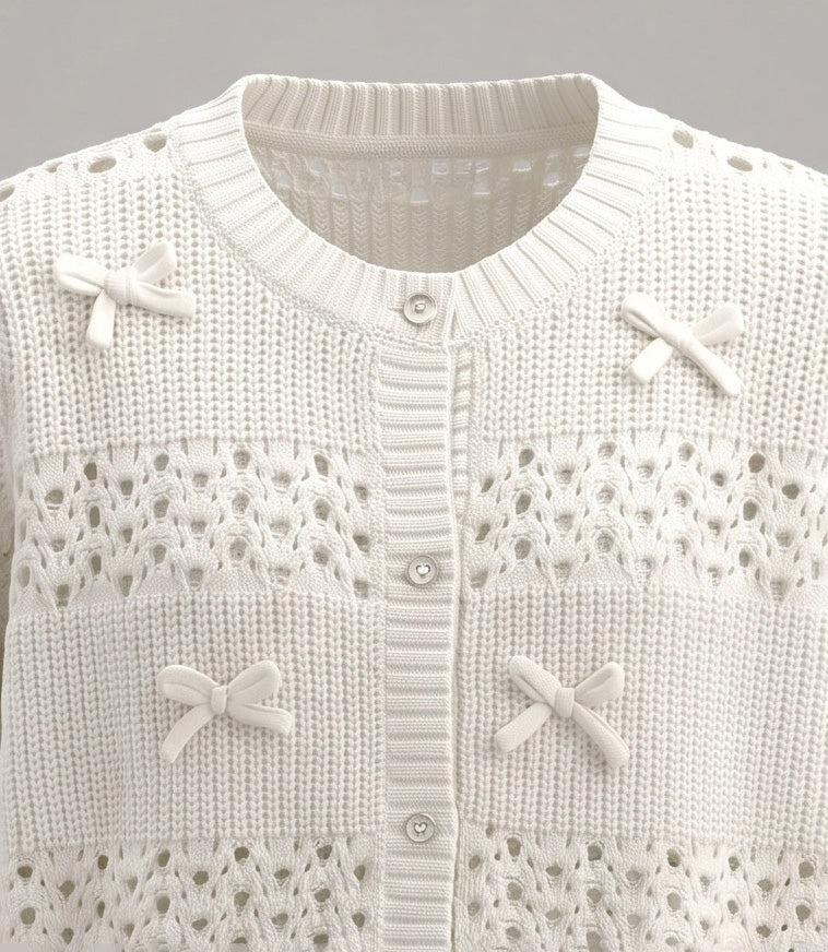 Chaleco niña cardigan con lazos 2 años / Crudo