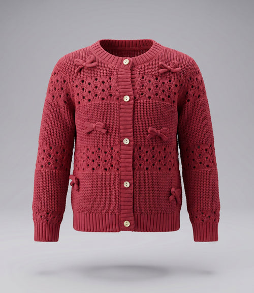 Chaleco niña cardigan con lazos 2 años / Frambuesa