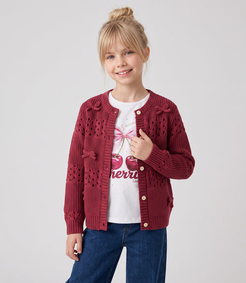 Chaleco niña cardigan con lazos 2 años / Frambuesa