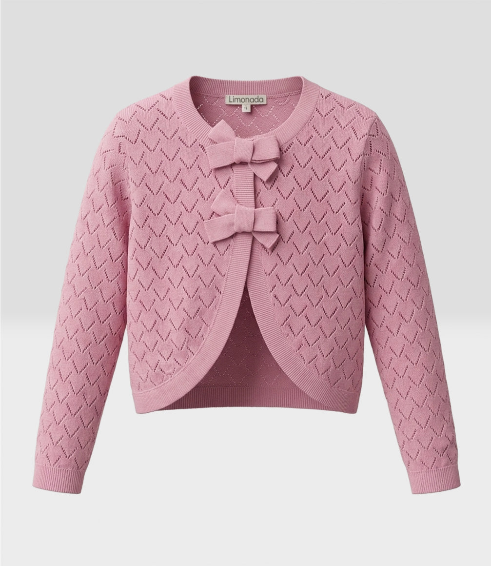 Chaleco niña bolero con lazo 2 años / Palo Rosa