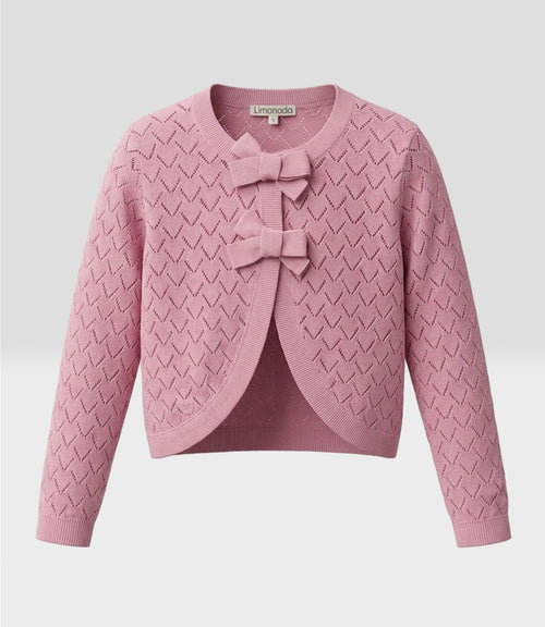 Chaleco niña bolero con lazo 2 años / Palo Rosa
