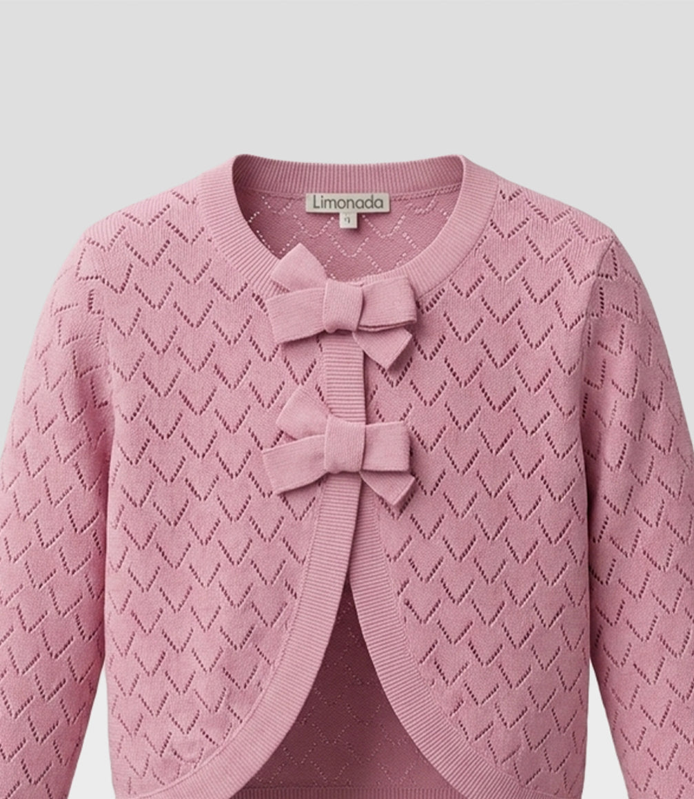 Chaleco niña bolero con lazo 2 años / Palo Rosa