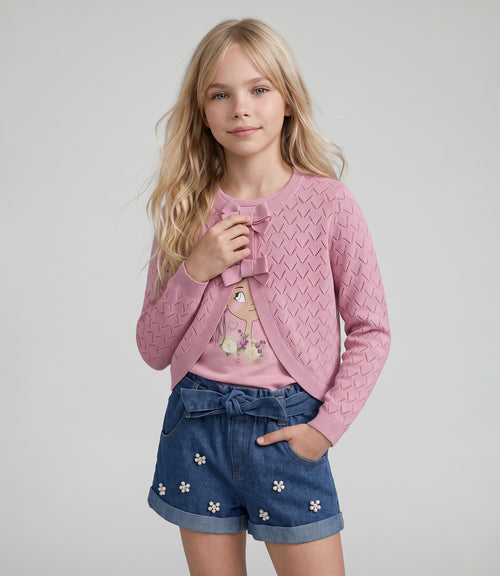 Chaleco niña bolero con lazo