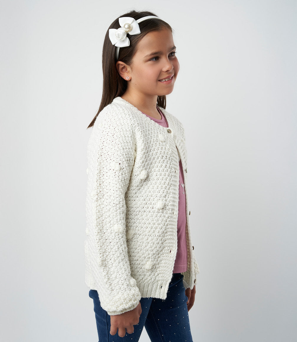 Chaleco niña tejido 2 años / Blanco