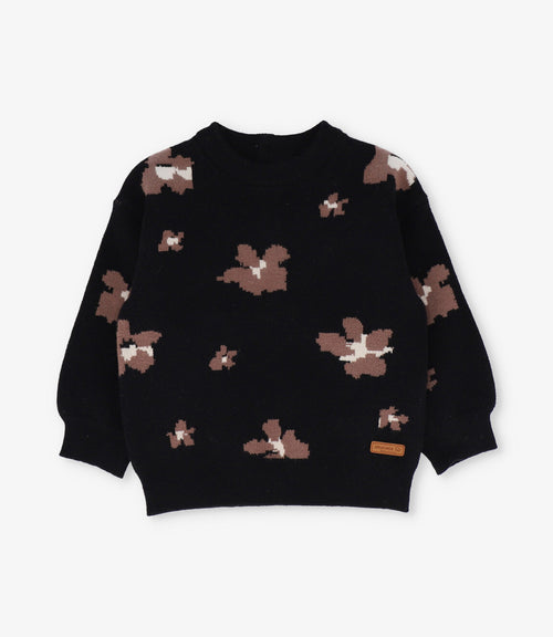 Chaleco niña con flores 2 años / Negro