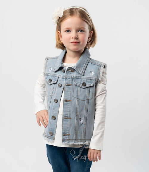 Chaqueta niña sin mangas 2 años / Celeste