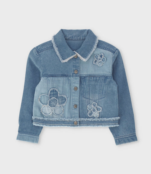 Chaqueta niña con flores 2 años / Celeste