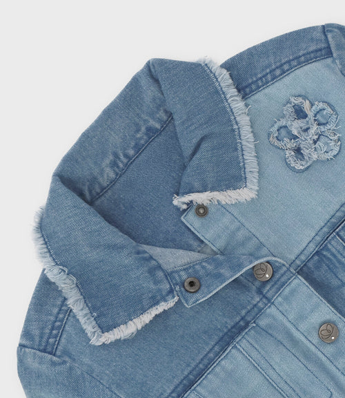 Chaqueta niña con flores 2 años / Celeste