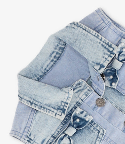 Chaqueta niña de denim sin mangas 2 años / Celeste