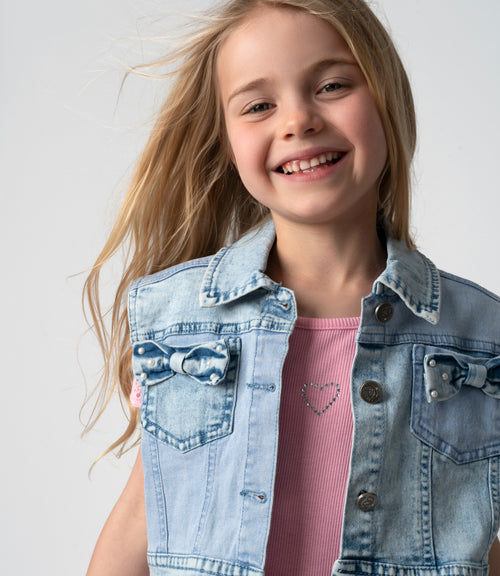Chaqueta niña de denim sin mangas