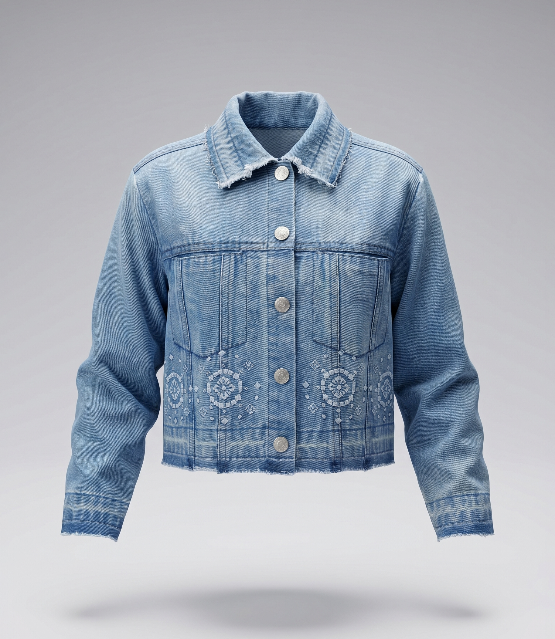 Chaqueta niña boho de denim 2 años / Celeste