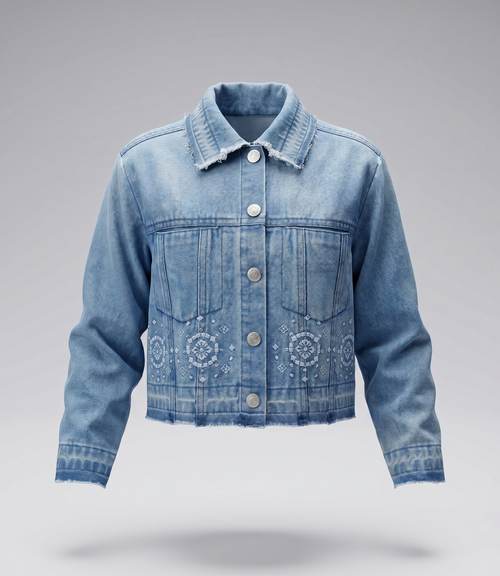 Chaqueta niña boho de denim 2 años / Celeste