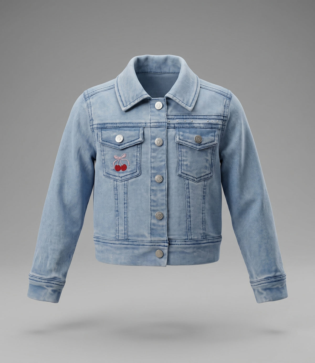 Chaqueta niña de denim con cherry 2 años / Celeste