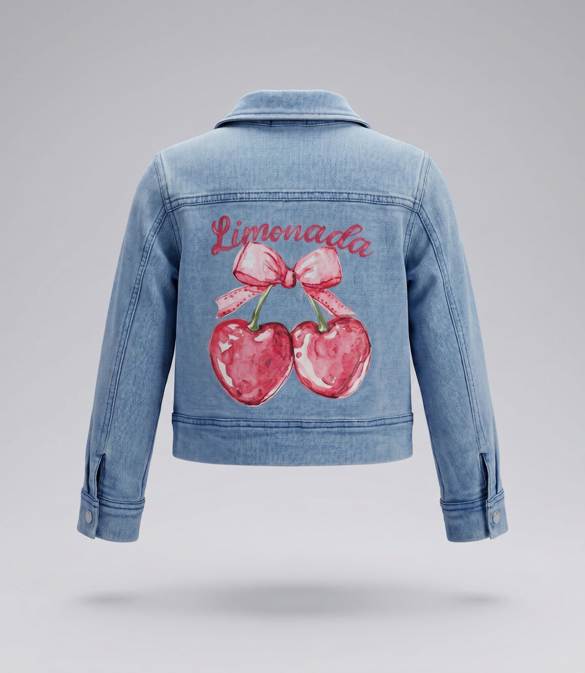 Chaqueta niña de denim con cherry 2 años / Celeste