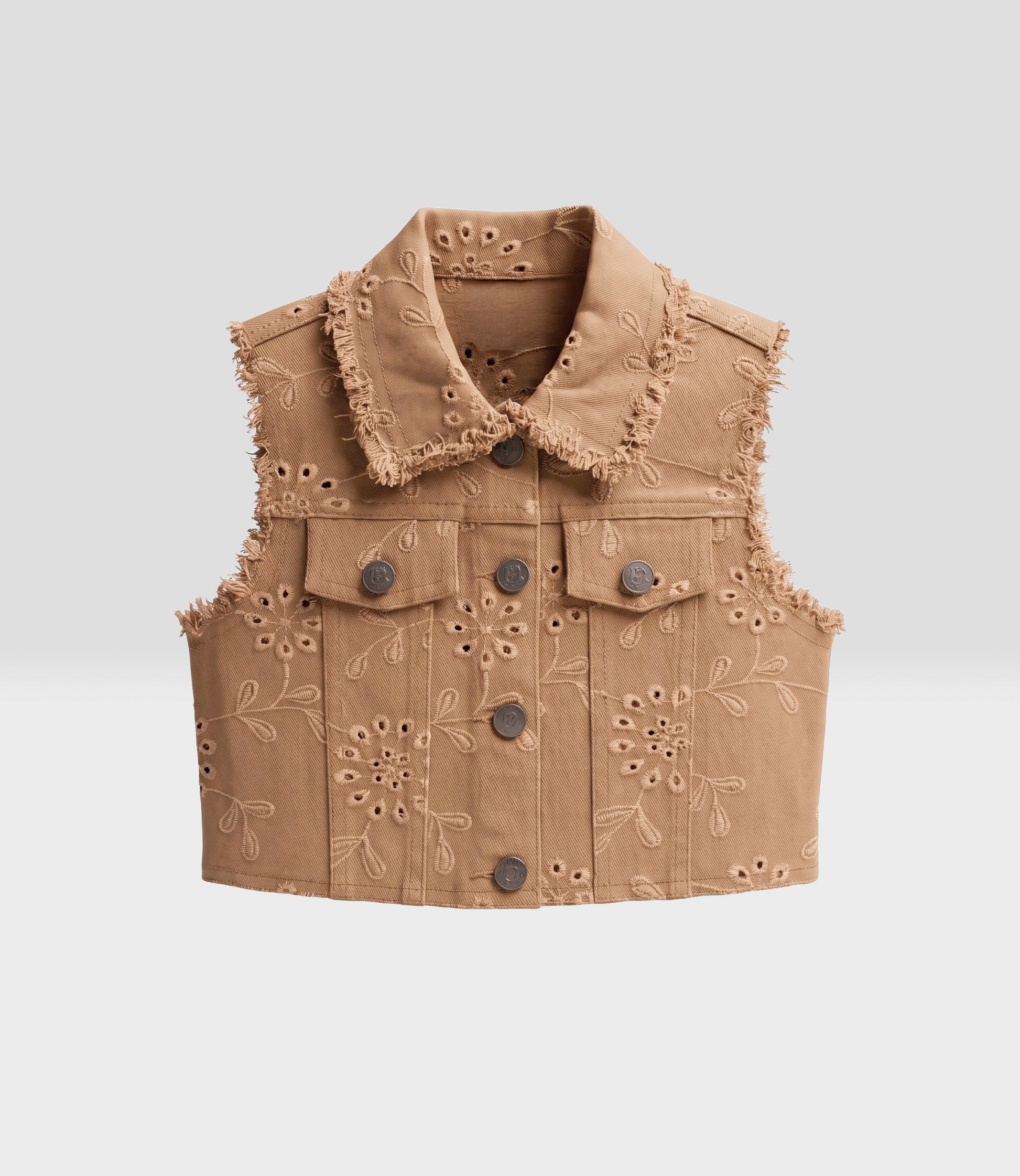 Chaqueta niña sin manga 2 años / Beige
