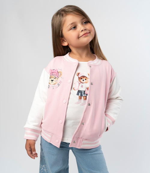 Chaqueta niña bomber con oso