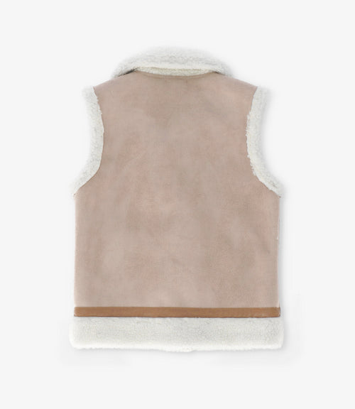 Chaqueta niña de gamuza sin mangas 2 años / Beige