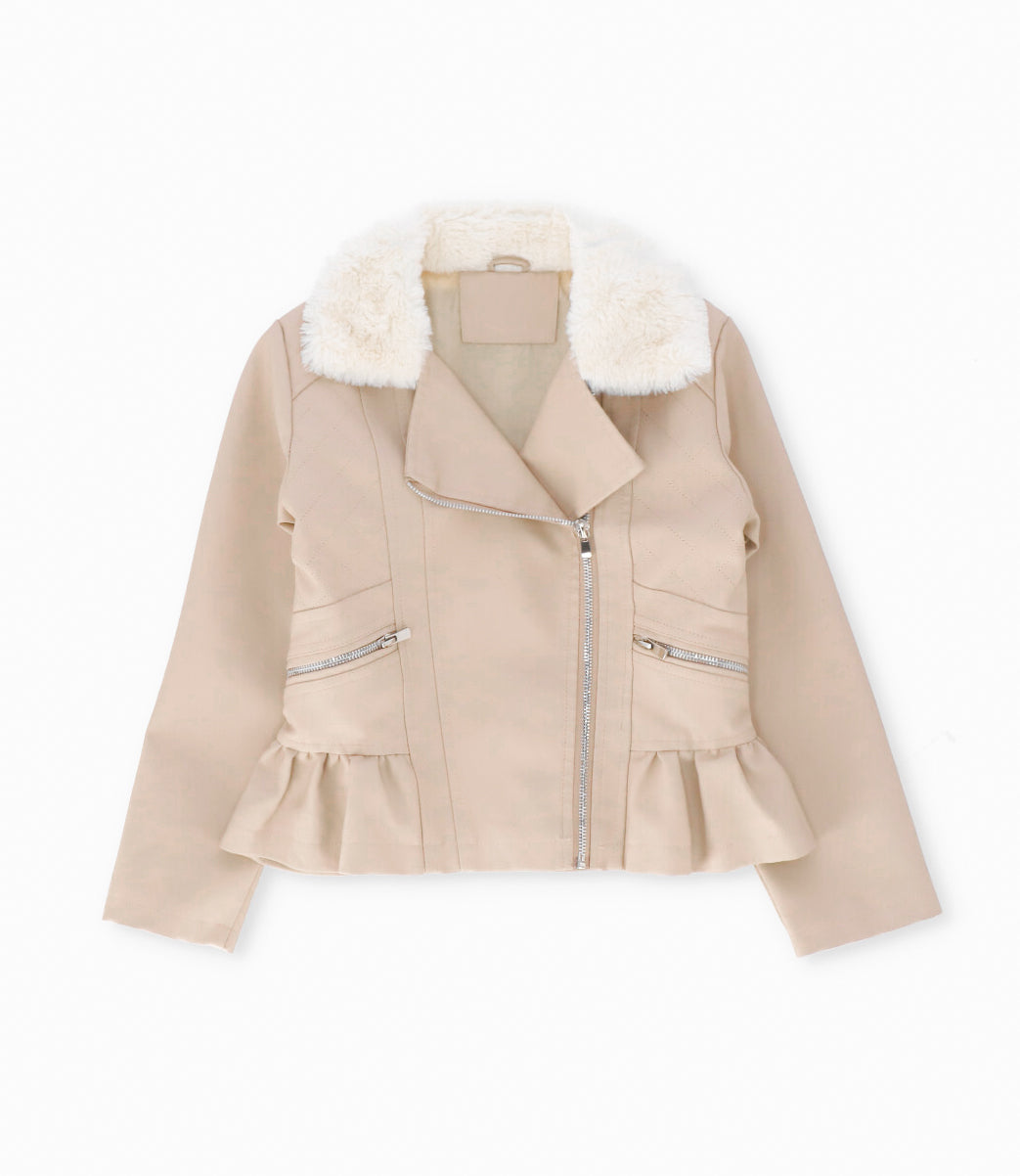 Chaqueta niña aviadora 2 años / Beige