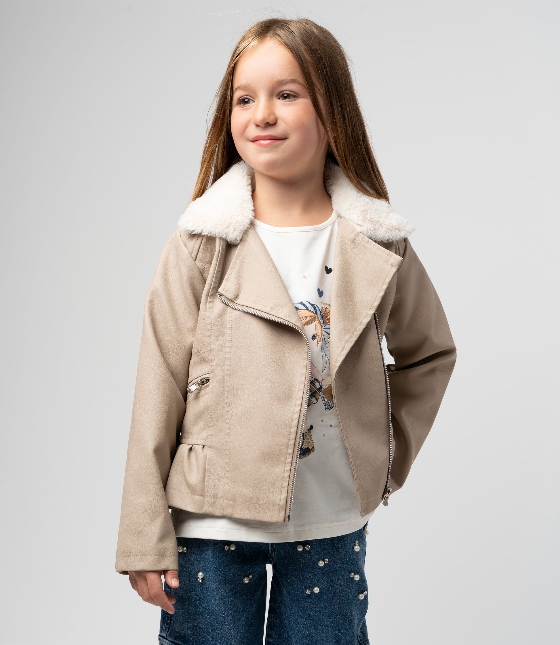 Chaqueta niña aviadora 2 años / Beige